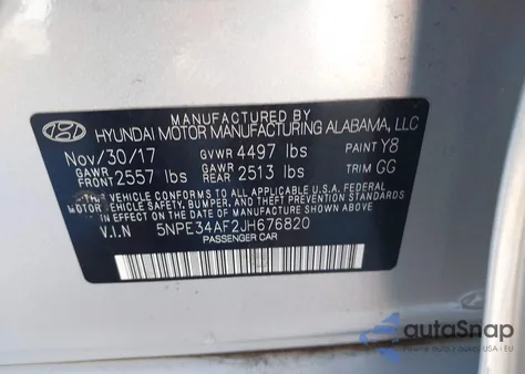 2018 Hyundai Sonata Sel из США, поврежденный, VIN 5NPE34AF2JH676820